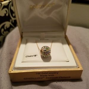 14k gold necklace with multicolored charm